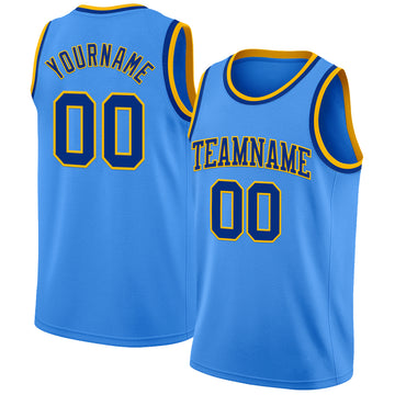 Custom Powder Blue Royal-Gold Authentic Basketball Jersey