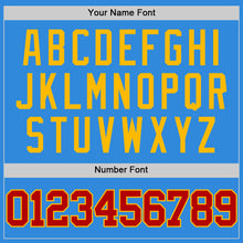 Laden Sie das Bild in den Galerie-Viewer, Custom Powder Blue Red-Gold Authentic Basketball Jersey