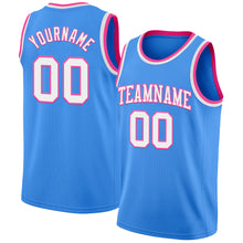 Laden Sie das Bild in den Galerie-Viewer, Custom Powder Blue White-Pink Authentic Basketball Jersey