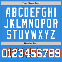 Laden Sie das Bild in den Galerie-Viewer, Custom Powder Blue White Navy Orange-Gold Authentic Basketball Jersey