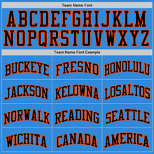 Laden Sie das Bild in den Galerie-Viewer, Custom Powder Blue Black-Orange Authentic Basketball Jersey