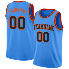 Laden Sie das Bild in den Galerie-Viewer, Custom Powder Blue Black-Orange Authentic Basketball Jersey