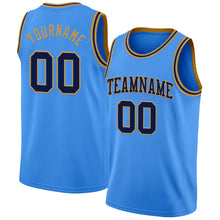 Laden Sie das Bild in den Galerie-Viewer, Custom Powder Blue Navy-Old Gold Authentic Basketball Jersey