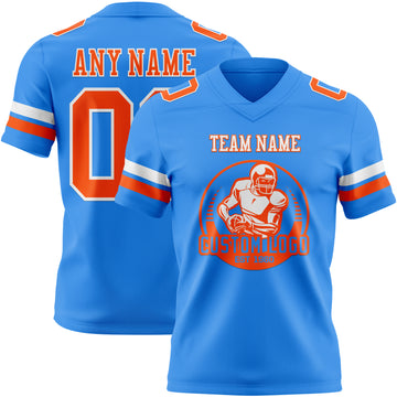 Custom Powder Blue Orange-White Authentic Football Jersey