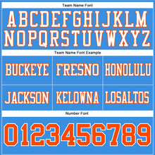 Load image into Gallery viewer, Custom Powder Blue Orange-White Authentic Football Jersey