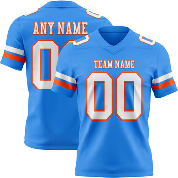 Custom Powder Blue White-Orange Authentic Football Jersey