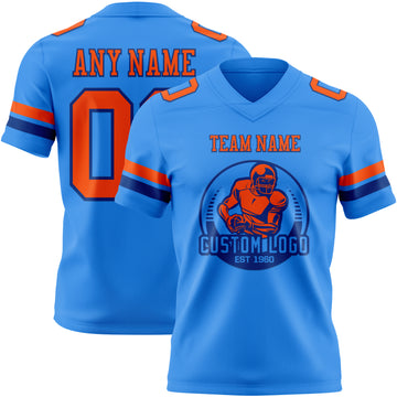 Custom Powder Blue Orange-Royal Authentic Football Jersey