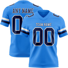 Load image into Gallery viewer, Custom Powder Blue Navy-White Authentic Football Jersey