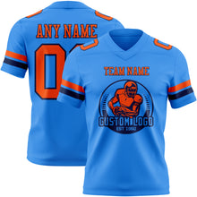 Load image into Gallery viewer, Custom Powder Blue Orange-Navy Authentic Football Jersey