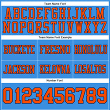 Load image into Gallery viewer, Custom Powder Blue Orange-Navy Authentic Football Jersey