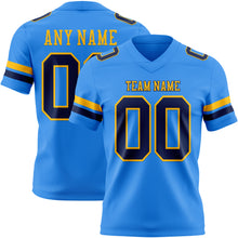 Load image into Gallery viewer, Custom Powder Blue Navy-Gold Authentic Football Jersey