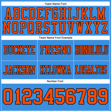 Load image into Gallery viewer, Custom Powder Blue Orange-Black Authentic Football Jersey