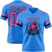 Load image into Gallery viewer, Custom Powder Blue Pink-Black Authentic Football Jersey