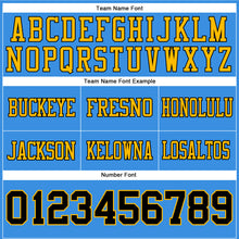 Load image into Gallery viewer, Custom Powder Blue Black-Gold Authentic Football Jersey