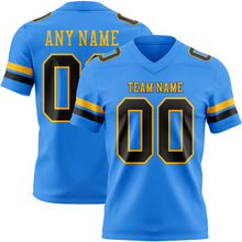 Load image into Gallery viewer, Custom Powder Blue Black-Gold Authentic Football Jersey