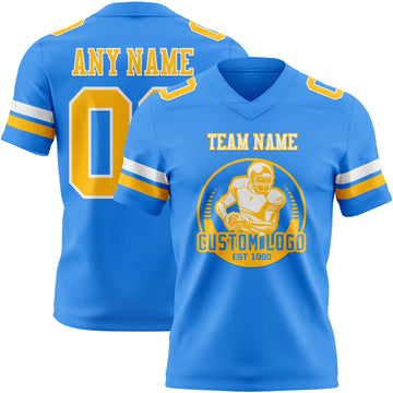 Custom Powder Blue Gold-White Authentic Football Jersey
