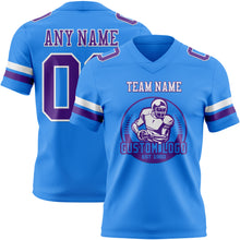Load image into Gallery viewer, Custom Powder Blue Purple-White Authentic Football Jersey
