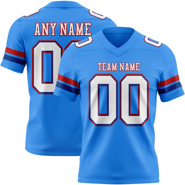 Custom Powder Blue White Royal-Red Authentic Football Jersey