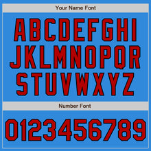 Load image into Gallery viewer, Custom Stitched Powder Blue Red-Black Baseball Pullover Sweatshirt Hoodie