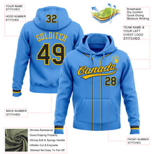 Load image into Gallery viewer, Custom Stitched Powder Blue Black-Yellow Baseball Pullover Sweatshirt Hoodie