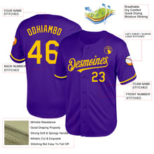 Load image into Gallery viewer, Custom Purple Yellow Mesh Authentic Throwback Baseball Jersey