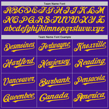 Load image into Gallery viewer, Custom Purple Yellow Mesh Authentic Throwback Baseball Jersey