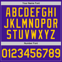 Load image into Gallery viewer, Custom Purple Yellow Mesh Authentic Throwback Baseball Jersey