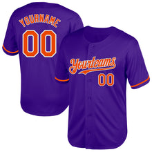 Load image into Gallery viewer, Custom Purple Orange-White Mesh Authentic Throwback Baseball Jersey