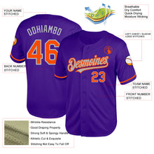Load image into Gallery viewer, Custom Purple Orange-Gray Mesh Authentic Throwback Baseball Jersey