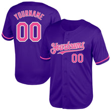 Load image into Gallery viewer, Custom Purple Pink-White Mesh Authentic Throwback Baseball Jersey