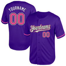 Load image into Gallery viewer, Custom Purple Pink-Black Mesh Authentic Throwback Baseball Jersey