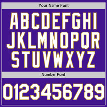 Load image into Gallery viewer, Custom Purple White-Old Gold Mesh Authentic Throwback Baseball Jersey