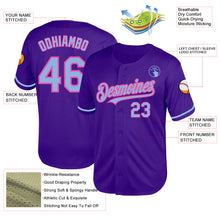 Load image into Gallery viewer, Custom Purple Light Blue-Pink Mesh Authentic Throwback Baseball Jersey
