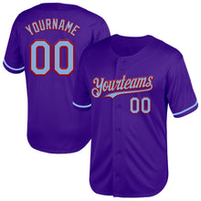 Load image into Gallery viewer, Custom Purple Light Blue-Red Mesh Authentic Throwback Baseball Jersey