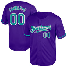 Load image into Gallery viewer, Custom Purple Teal-White Mesh Authentic Throwback Baseball Jersey