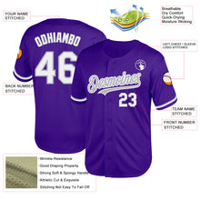 Load image into Gallery viewer, Custom Purple White-Gray Mesh Authentic Throwback Baseball Jersey
