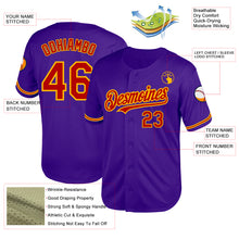 Load image into Gallery viewer, Custom Purple Red-Gold Mesh Authentic Throwback Baseball Jersey