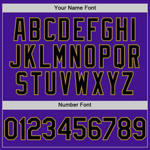 Load image into Gallery viewer, Custom Purple Black-Old Gold Mesh Authentic Throwback Baseball Jersey