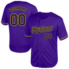 Load image into Gallery viewer, Custom Purple Black-Old Gold Mesh Authentic Throwback Baseball Jersey