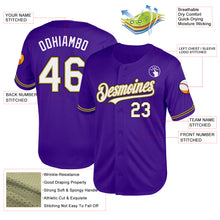 Load image into Gallery viewer, Custom Purple Old Gold-Black Mesh Authentic Throwback Baseball Jersey