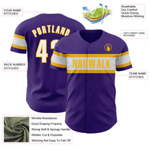 Загрузить изображение в средство просмотра галереи, Custom Purple White-Gold Authentic Baseball Jersey