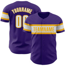 Загрузить изображение в средство просмотра галереи, Custom Purple White-Gold Authentic Baseball Jersey