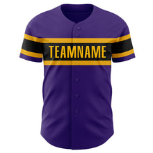 Загрузить изображение в средство просмотра галереи, Custom Purple Black-Gold Authentic Baseball Jersey