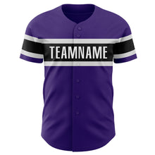 Laden Sie das Bild in den Galerie-Viewer, Custom Purple White-Black Authentic Baseball Jersey