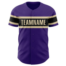 Load image into Gallery viewer, Custom Purple Black-Cream Authentic Baseball Jersey
