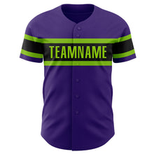 Загрузить изображение в средство просмотра галереи, Custom Purple Black-Neon Green Authentic Baseball Jersey