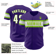 Load image into Gallery viewer, Custom Purple White-Neon Green Authentic Baseball Jersey