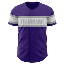 Laden Sie das Bild in den Galerie-Viewer, Custom Purple White-Gray Authentic Baseball Jersey
