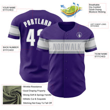 Laden Sie das Bild in den Galerie-Viewer, Custom Purple White-Gray Authentic Baseball Jersey