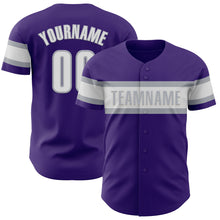 Laden Sie das Bild in den Galerie-Viewer, Custom Purple White-Gray Authentic Baseball Jersey